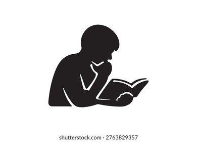 Focused Study Concentration Silhouette Icon, Deep Learning Vector