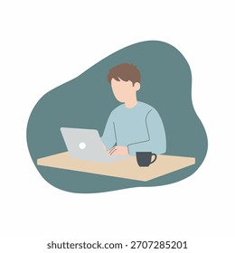 Focado Jovem Freelancer Trabalhando Confortavelmente