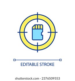 Focusing on memorization RGB color icon. Saving information. Memory card. Concentrate on retaining. Isolated vector illustration. Simple filled line drawing. Editable stroke. Arial font used