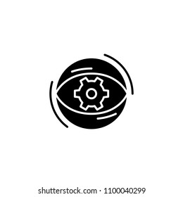 Focusing on the project black icon concept. Focusing on the project flat  vector symbol, sign, illustration.