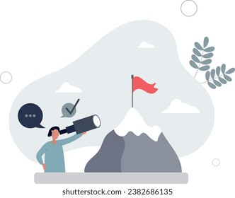 Focusing on target and business challenge objective.Successful peak and top seeking.flat vector illustration