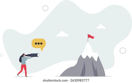 Centrándose en el objetivo y el objetivo del desafío empresarial. Pico exitoso y búsqueda de la cima. vida del personaje .
