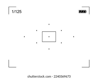 Focusing points screen of the camera viewfinder. Vector template of viewfinder camera recording.