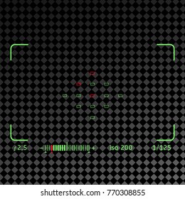 The focusing screen of the camera. Camera recording viewfinder. Video screen on a transparent background. vector illustration