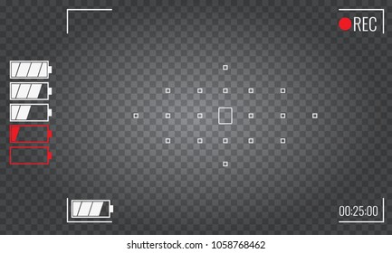 Focusing screen of the camera. Viewfinder camera recording. Vector graphic