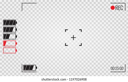 Focusing screen of the camera. Viewfinder camera recording. Vector graphic