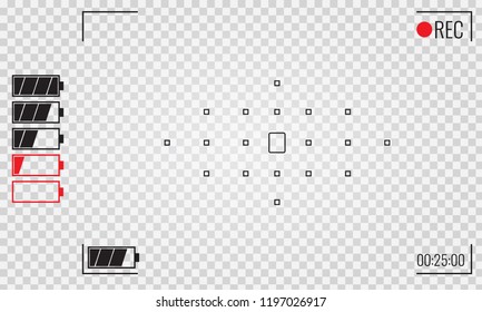 Focusing screen of the camera. Viewfinder camera recording. Vector graphic