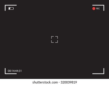 Fokussierende Anzeige der Kamera. Aufnahme der Sucher-Kamera. Bildschirm auf schwarzem Hintergrund. Vektorgrafik - Stockvektorgrafik