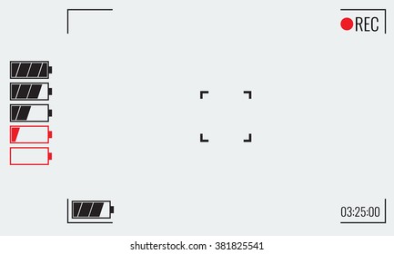 Focusing screen of the camera. Viewfinder camera recording. Illustrated Vector graphic.