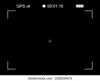 Focusing screen of the quadcopter camera viewfinder. Vector template of viewfinder camera recording at dark background.