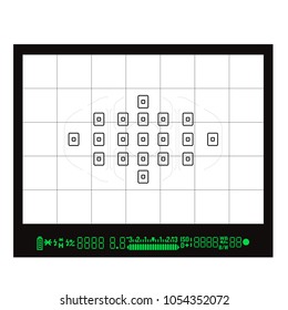 Focusing screen or Viewfinder of DSLR camera. Vector illustration.