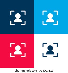 Focusing target to take a photo four color material and minimal icon logo set in red and blue