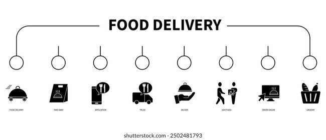 fodd delivery banner web icon vector illustration concept