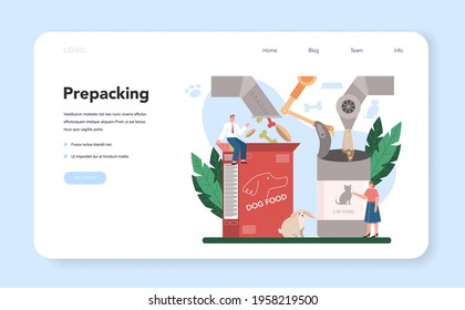 Fodder industry web banner or landing page. Food for pet production
