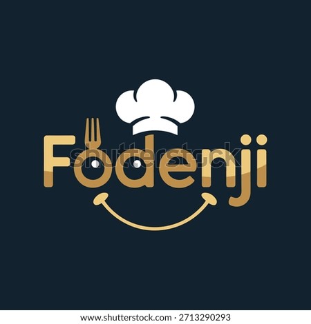 Fodenji restaurant logo with chef hat and utensils on dark background