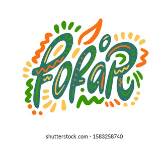 Fofar - Spring in Danish. Hand Lettering word. Handwritten modern brush typography sign. Greetings for icon, logo, badge, cards, poster, banner, tag. Colorful Vector illustration
