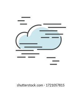 Fog blue RGB color icon. Foggy weather, meteorological forecast. Atmosphere humidity. Natural Phenomenon with low visibility. Cloud in mist isolated vector illustration