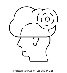 fog and disorentation human line icon vector. fog and disorentation human sign. isolated contour symbol black illustration