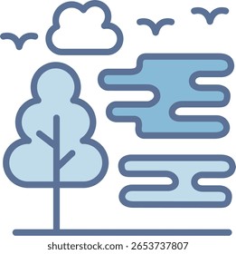 Icono de tono azul lleno de niebla