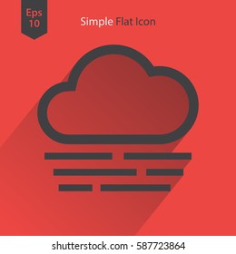 Fog Flat Icon. Simple Sign Of Weather. Vector Illustrated Symbol
