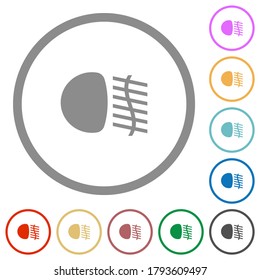 Fog lights flat color icons in round outlines on white background