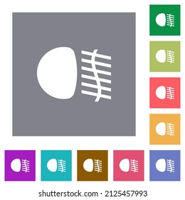 Fog lights flat icons on simple color square backgrounds