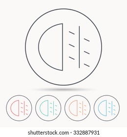 Fog lights icon. Car beam sign. Linear circle icons.