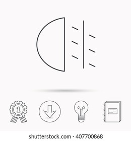 Fog lights icon. Car beam sign. Download arrow, lamp, learn book and award medal icons.