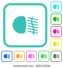 Fog lights vivid colored flat icons in curved borders on white background