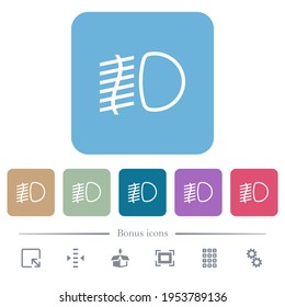 La niebla ilumina los iconos planos blancos en los fondos cuadrados redondeados de color. 6 iconos de bonificación incluidos