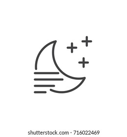 Fog night line icon, outline vector sign, linear style pictogram isolated on white. Symbol, logo illustration. Editable stroke