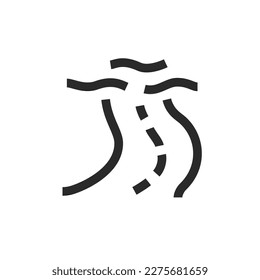 Fog on the road, linear style icon, a warning. Editable stroke width