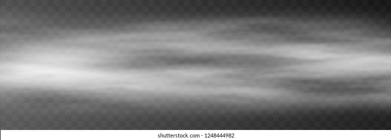 Fog on transparent background, panoramic image, vector background, EPS10