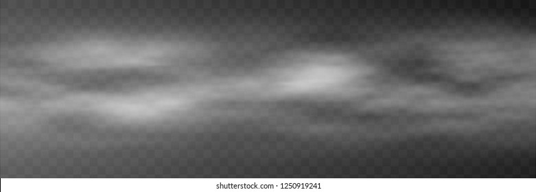 Fog on transparent background, panoramic image, vector background, EPS10