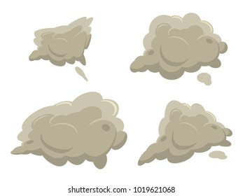 Fog or smoke after exposion set. Cartoon flat simple gradient style vector illustrations. Best for game kid comic design. EPS