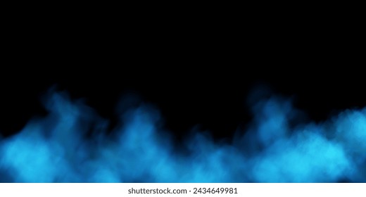 Fog or smoke, blue smog cloud on isolated transparent special effect. Vector illustration, morning fog over land or water surface, magic haze.	
