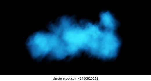 Fog or smoke, blue smog clouds on floor, isolated transparent special effect. Vector illustration, morning fog over land or water surface, magic haze.	