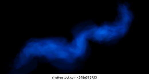 Fog or smoke, blue smog clouds on floor, isolated transparent special effect. Vector illustration, morning fog over land or water surface, magic haze.	