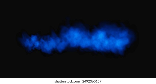 Fog or smoke, blue smog clouds on floor, isolated transparent special effect. Vector illustration, morning fog over land or water surface, magic haze.	