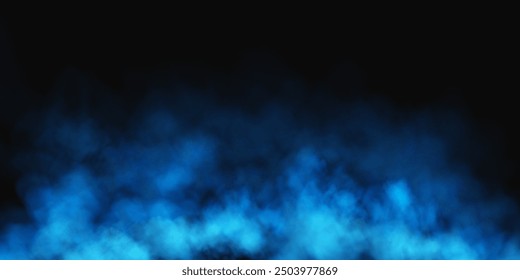 Fog or smoke, blue smog clouds on floor, isolated transparent special effect. Vector illustration, morning fog over land or water surface, magic haze.	