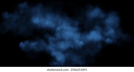 Fog or smoke, blue smog clouds on floor, isolated transparent special effect. Vector illustration, morning fog over land or water surface, magic haze.	