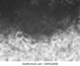 Fog smoke cloud isolated on transparent background. White smog effect closeup. Vector illustration
