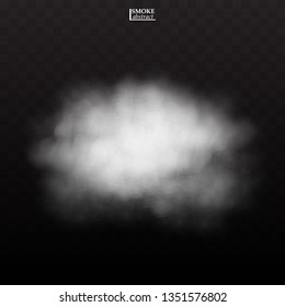Fog smoke cloud isolated on transparent background. White smog effect closeup. Vector illustration