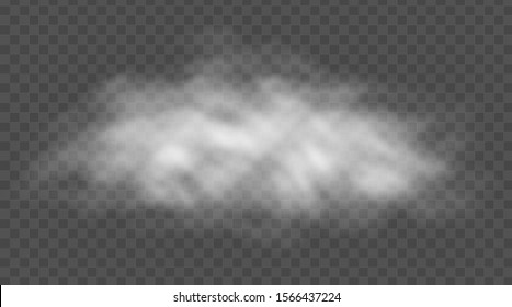 Fog or smoke cloud isolated on transparent background. Realistic smog, haze, mist or cloudiness effect. Realistic vector illustration.