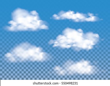 Fog , Smoke And Cloud Isolated Transparent Special Effect. Vector Cloudiness, Mist And Smog Background. Set.