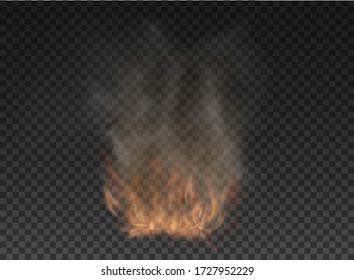 Nebel und Rauch. Feuer auf transparentem Hintergrund