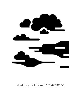 vectores de icono de glifo de humo de niebla. signo de humo de niebla. símbolo de contorno aislado ilustración negra