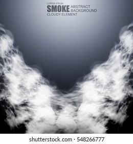 Fog or smoke gray special effect. White vector cloudiness, mist or smog background. Cloudy sky element, Vector illustration.