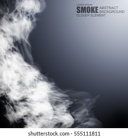 Fog or smoke gray special effect. White vector cloudiness, mist or smog background. Cloudy sky element, Vector illustration.