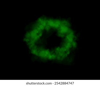 Fog or smoke, green smog clouds on floor, isolated transparent special effect. Vector illustration, morning fog over land or water surface, magic haze.
